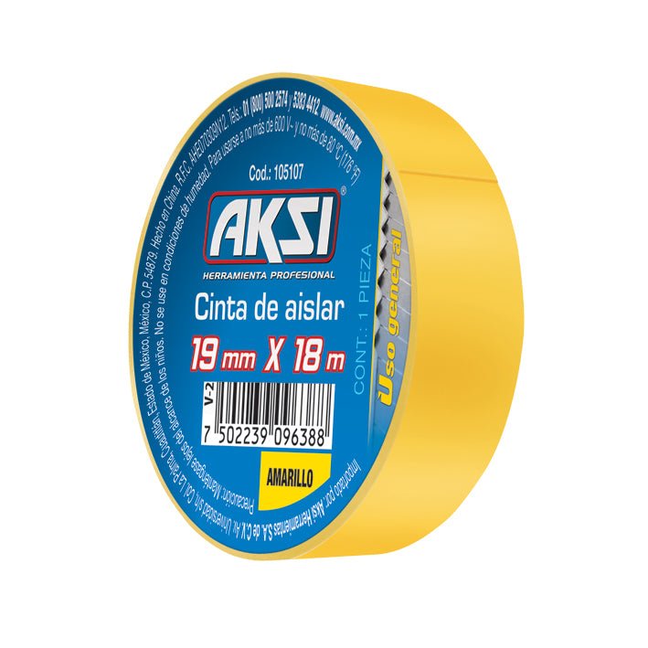 Cinta de aislar de colores 19 mm x 18m Aksi - FERRETERÍA WITZI