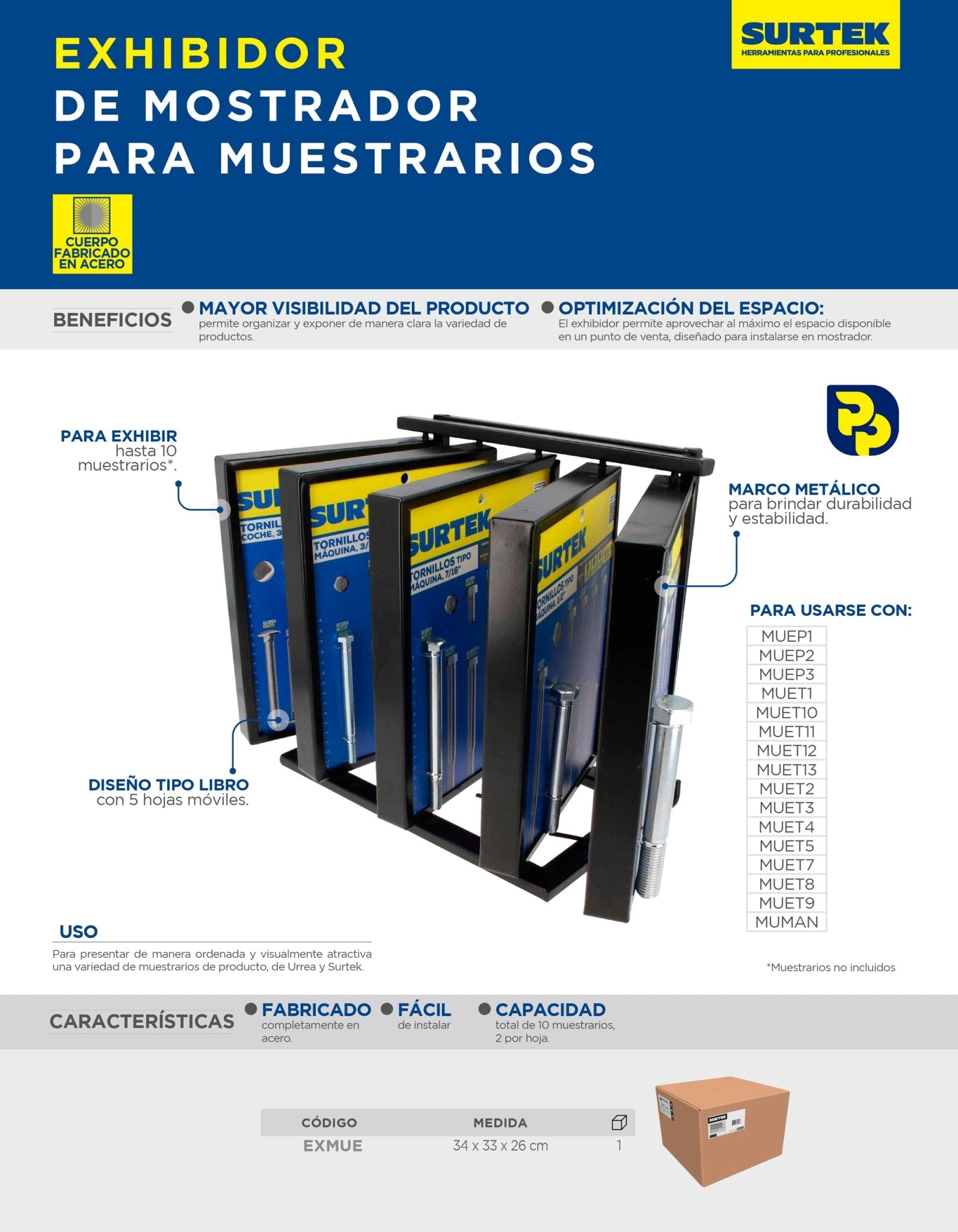 Exhibidor de mostrador para muestrarios 34 x 33 x 26 cm Surtek - FERRETERÍA WITZI