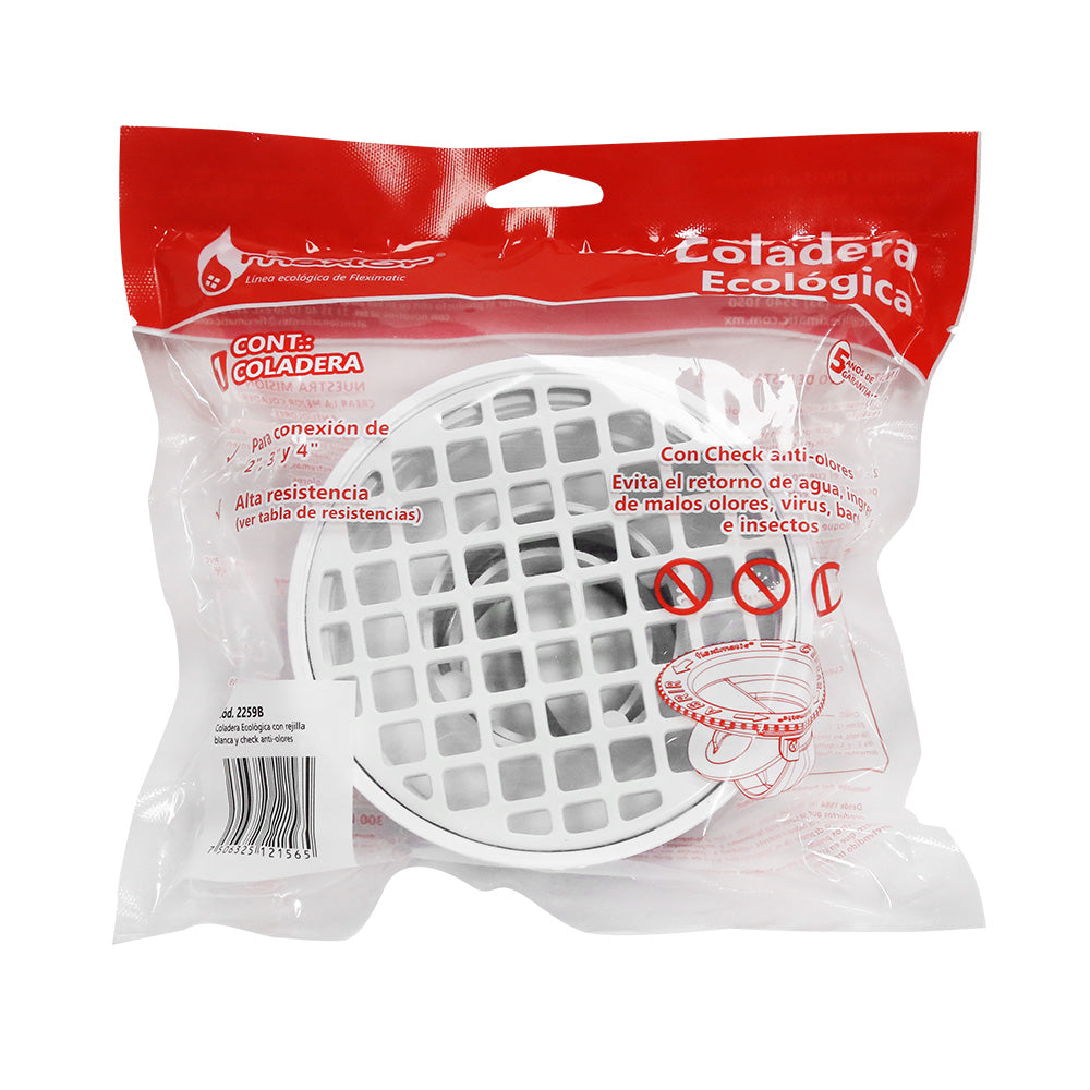 Coladera universal antiolores con rejilla blanca FLEXIMATIC 2259B — modelo 2259B — detalle 3
