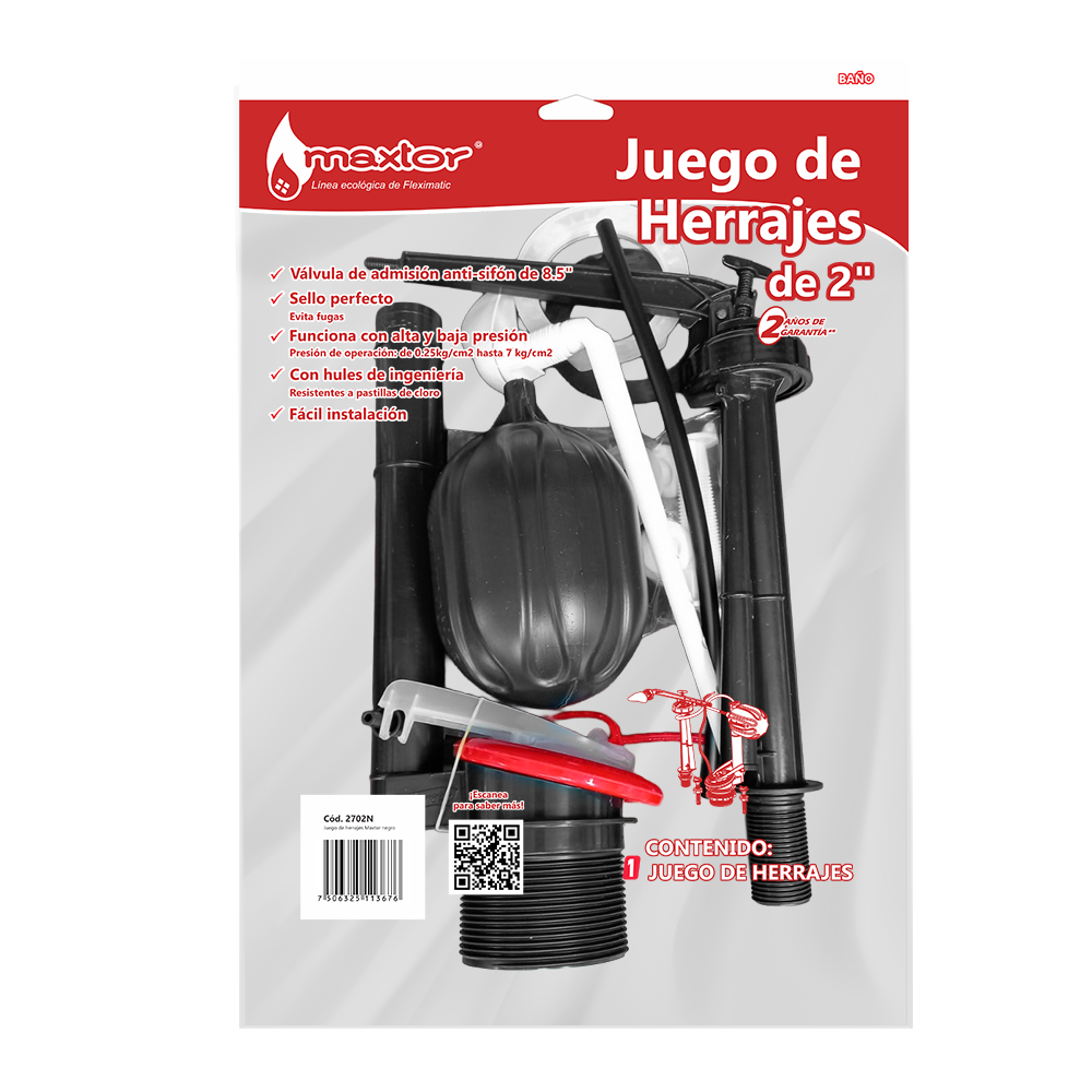 Juego de herrajes Maxtor negro para WC FLEXIMATIC 2702N — modelo 2702N — detalle 2