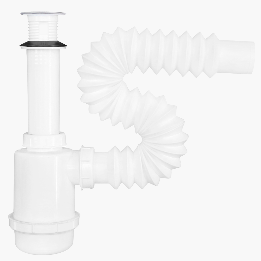 Céspol para lavabo u ovalín Antiolores, con rejilla de acero inoxidable, bote grande, extensión flexible de 55 cm FLEXIMATIC 2927 — modelo 2927 — detalle 2