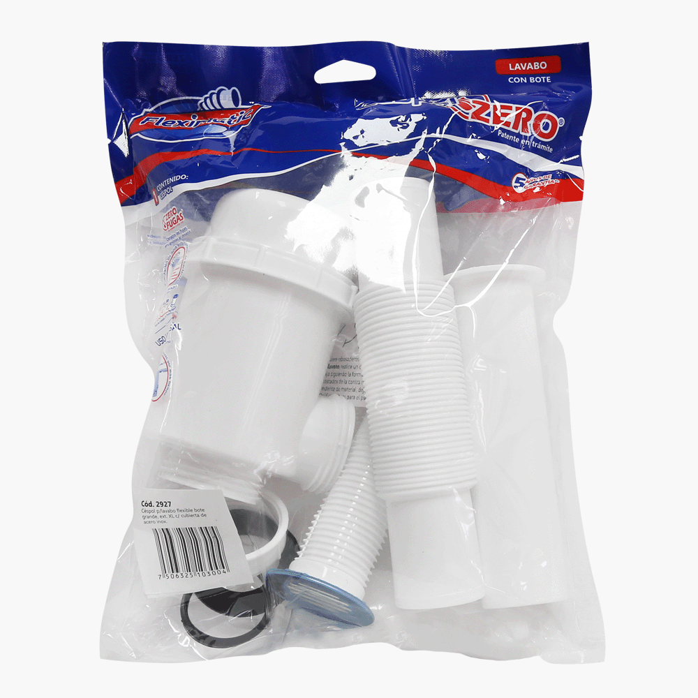 Céspol para lavabo u ovalín Antiolores, con rejilla de acero inoxidable, bote grande, extensión flexible de 55 cm FLEXIMATIC 2927 — modelo 2927 — detalle 3