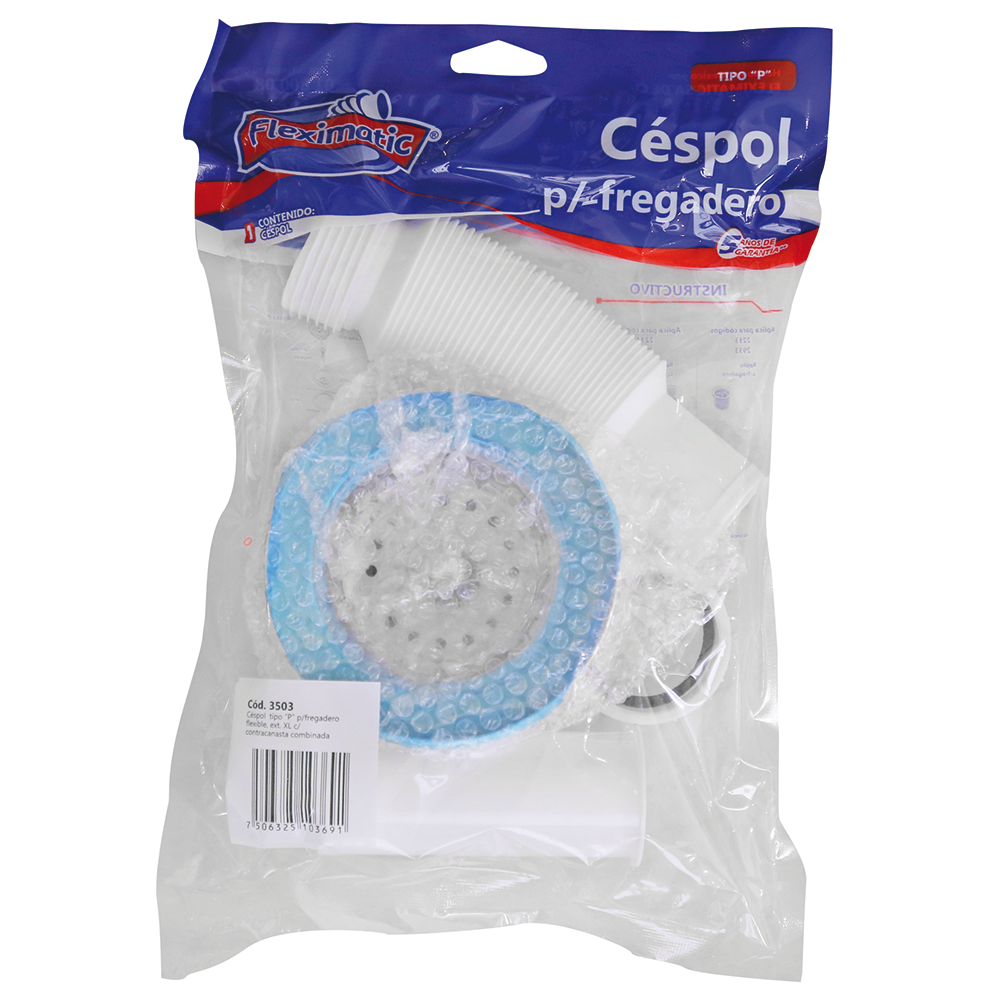 Céspol para fregadero con contracanasta combinada, extensión flexible de 55 cm FLEXIMATIC 3503 — modelo 3503 — detalle 3