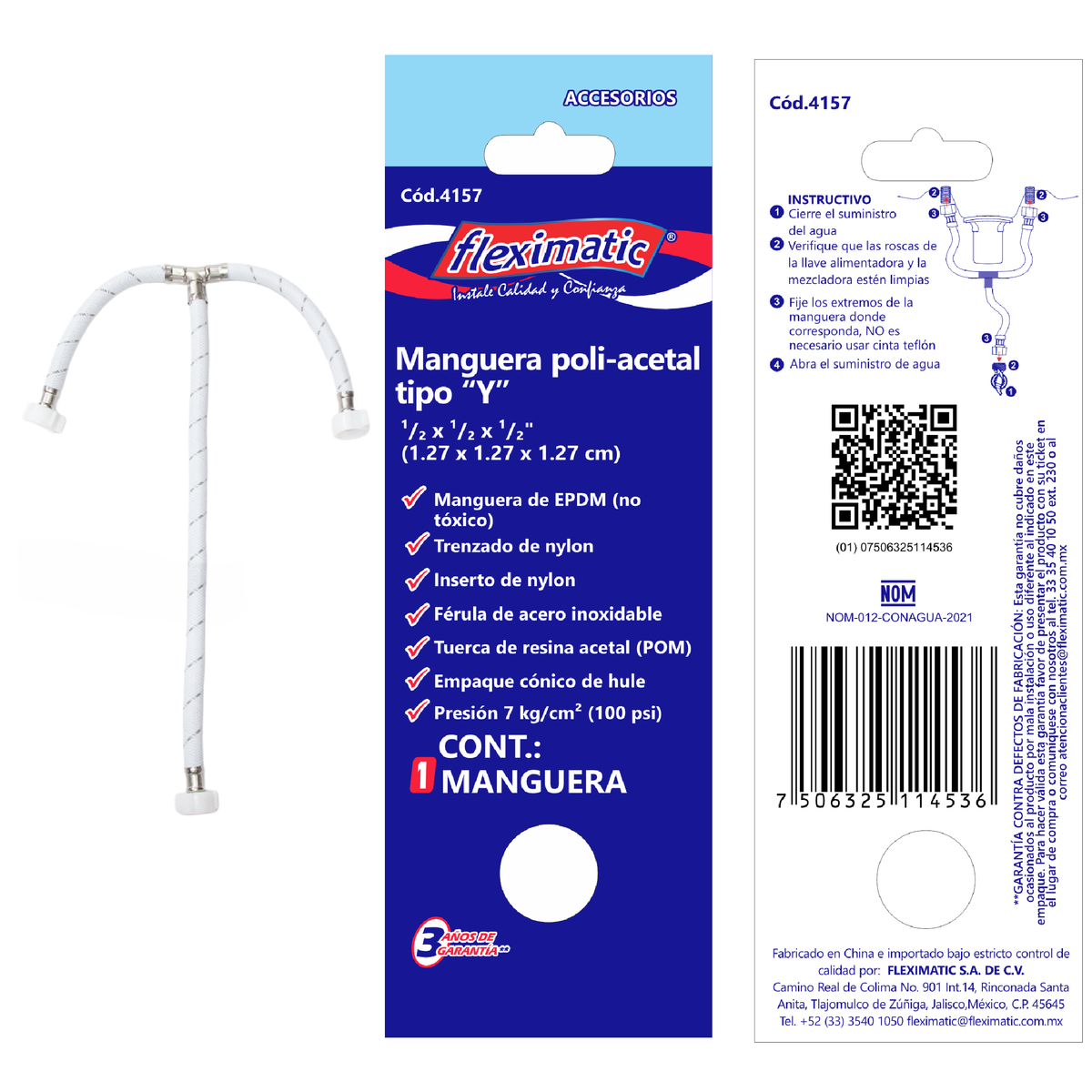 Manguera poli-acetal tipo "y" 1/2" x 1/2" x 1/2" FLEXIMATIC 4157 — modelo 4157 — detalle 2