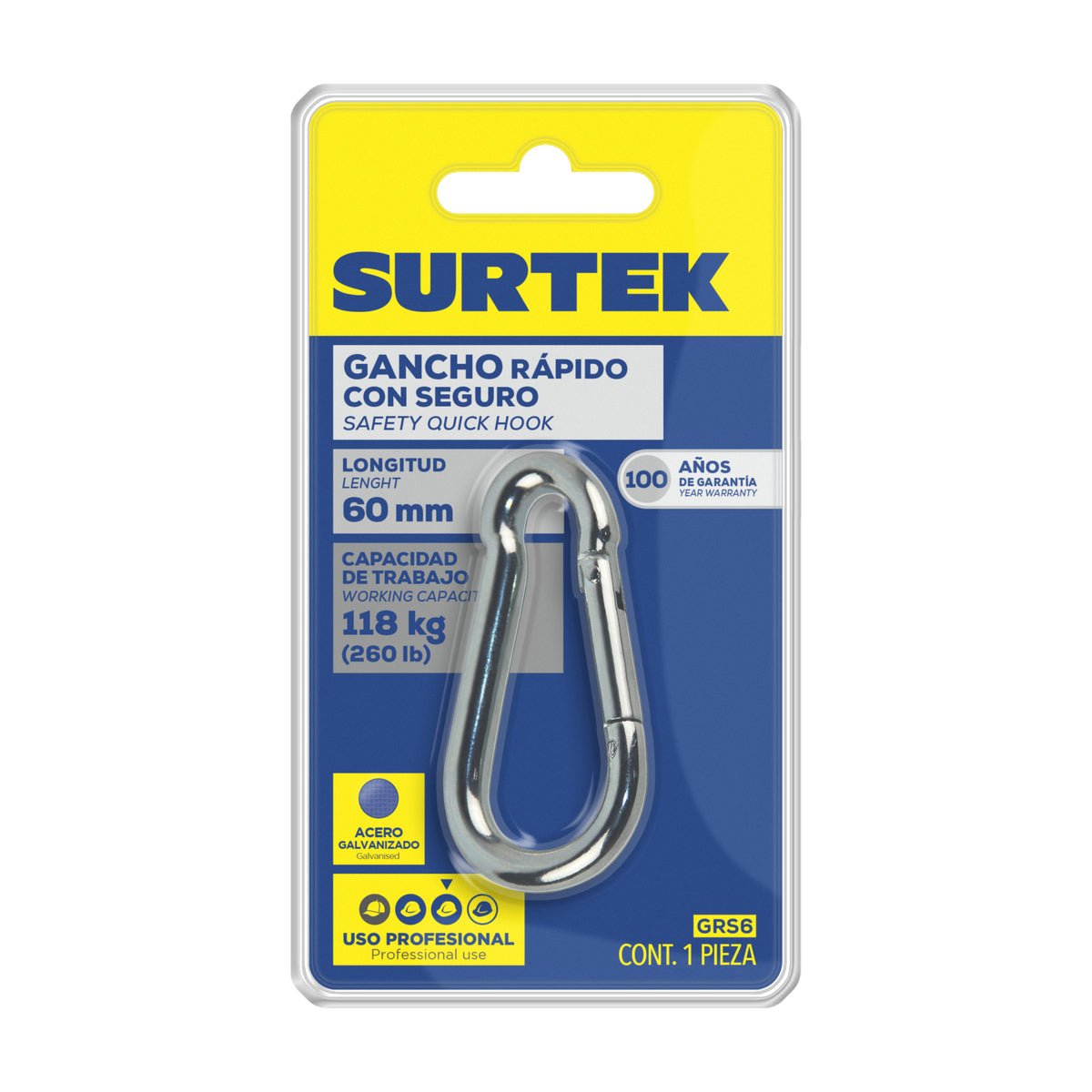 Gancho rápido con brújula 5 x 50 mm Surtek - FERRETERÍA WITZI