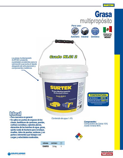 Grasa multipropósito 3.5 kg Surtek - FERRETERÍA WITZI