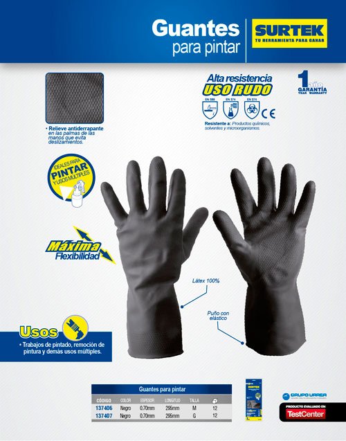 Guantes de látex para pintor talla mediana Surtek - FERRETERÍA WITZI