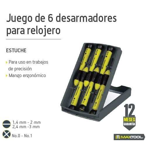 Juego desarmadores de precisión 6 piezas (mango confort) Maxtool - FERRETERÍA WITZI