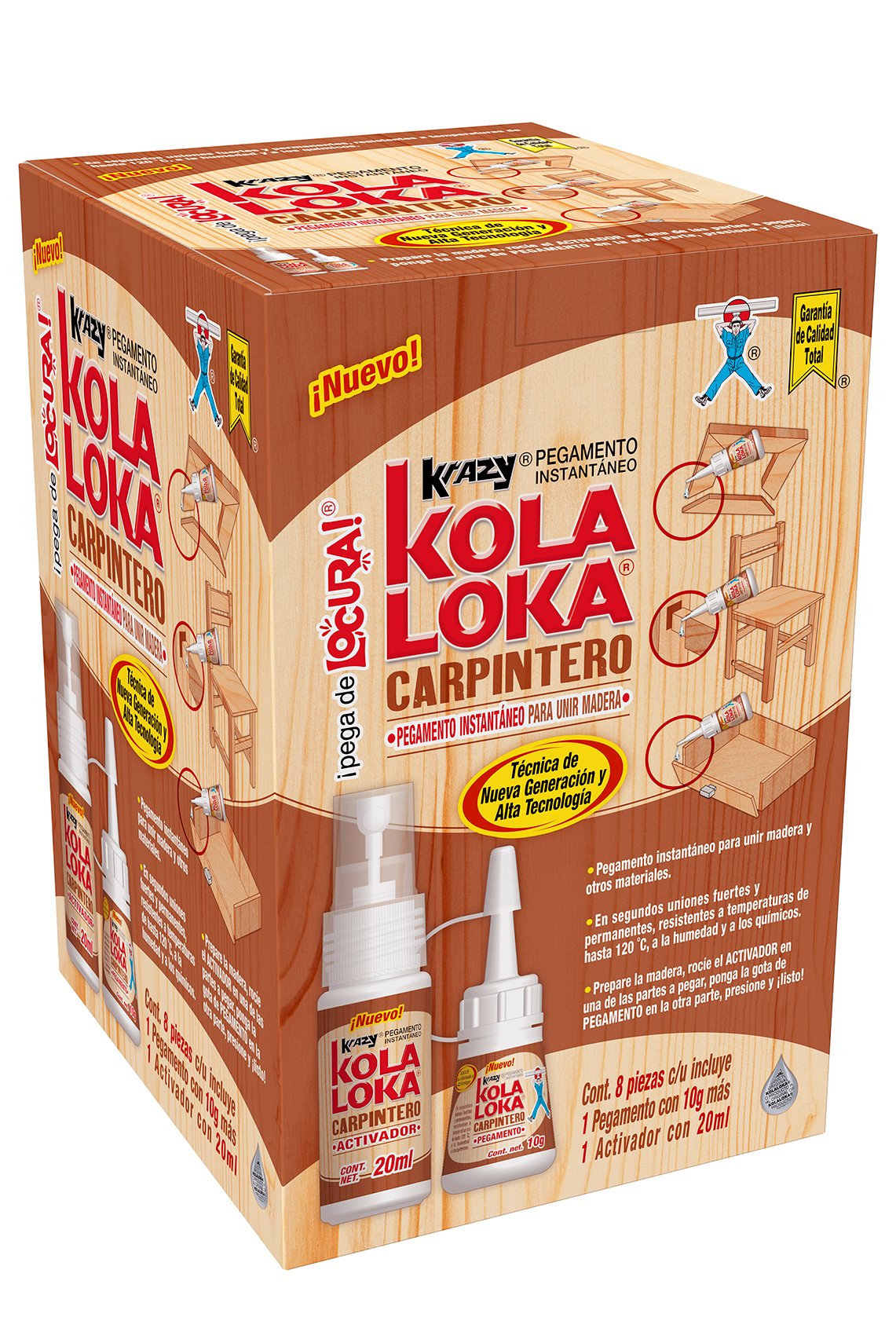 KolaLoka® Carpintero 10g, Pegamento instantáneo de cianocrilato para unir madera y otros materiales - FERRETERÍA WITZI