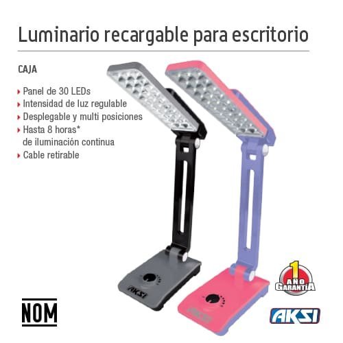 Lampara de mesa recargable gris/negro Aksi - FERRETERÍA WITZI