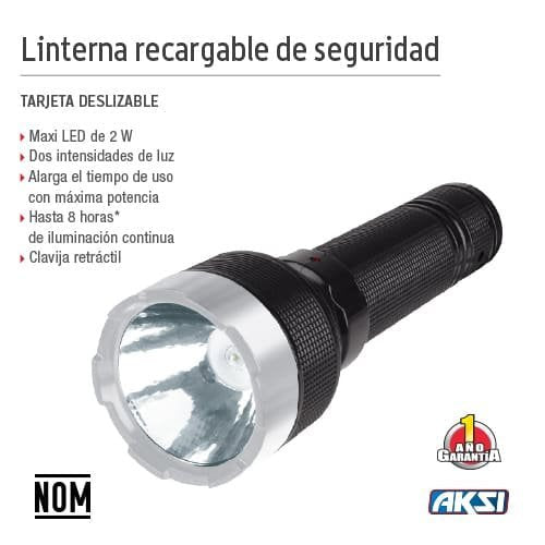 Linterna de seguridad con led 2W (1000 mAh) Aksi - FERRETERÍA WITZI