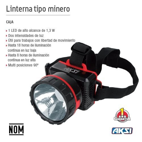 Linterna tipo Minero con Led de 1.3W Aksi - FERRETERÍA WITZI