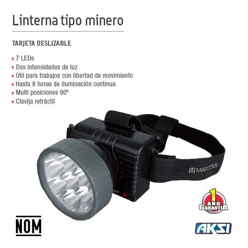 Linterna tipo minero de 7 leds (700 mAh) Maxtool - FERRETERÍA WITZI