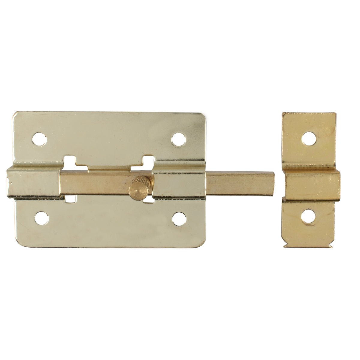 Pasador de sobreponer de barra latón brillante 8 cm Lock - FERRETERÍA WITZI