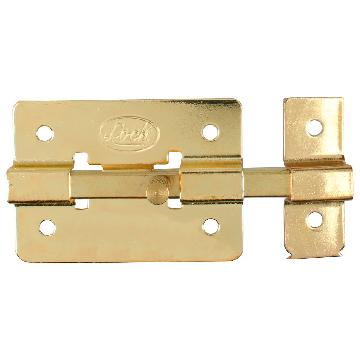 Pasador de sobreponer de barra latón brillante 8 cm Lock - FERRETERÍA WITZI