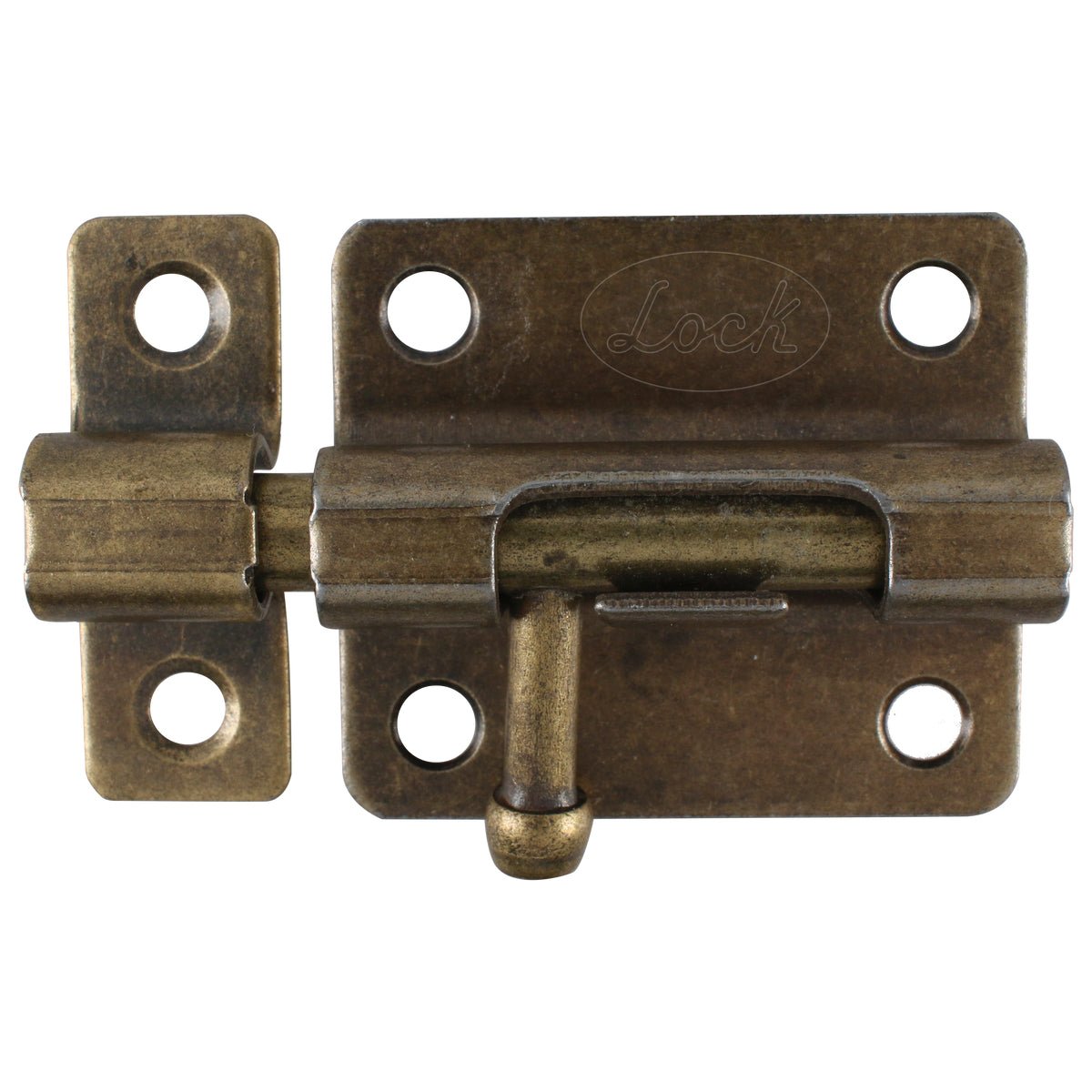 Pasador de sobreponer tipo barril acabado latón brillante, 4 cm Lock - FERRETERÍA WITZI