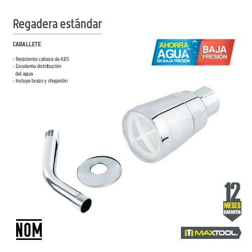 Regadera estandar con brazo plastico y chapeton Maxtool - FERRETERÍA WITZI