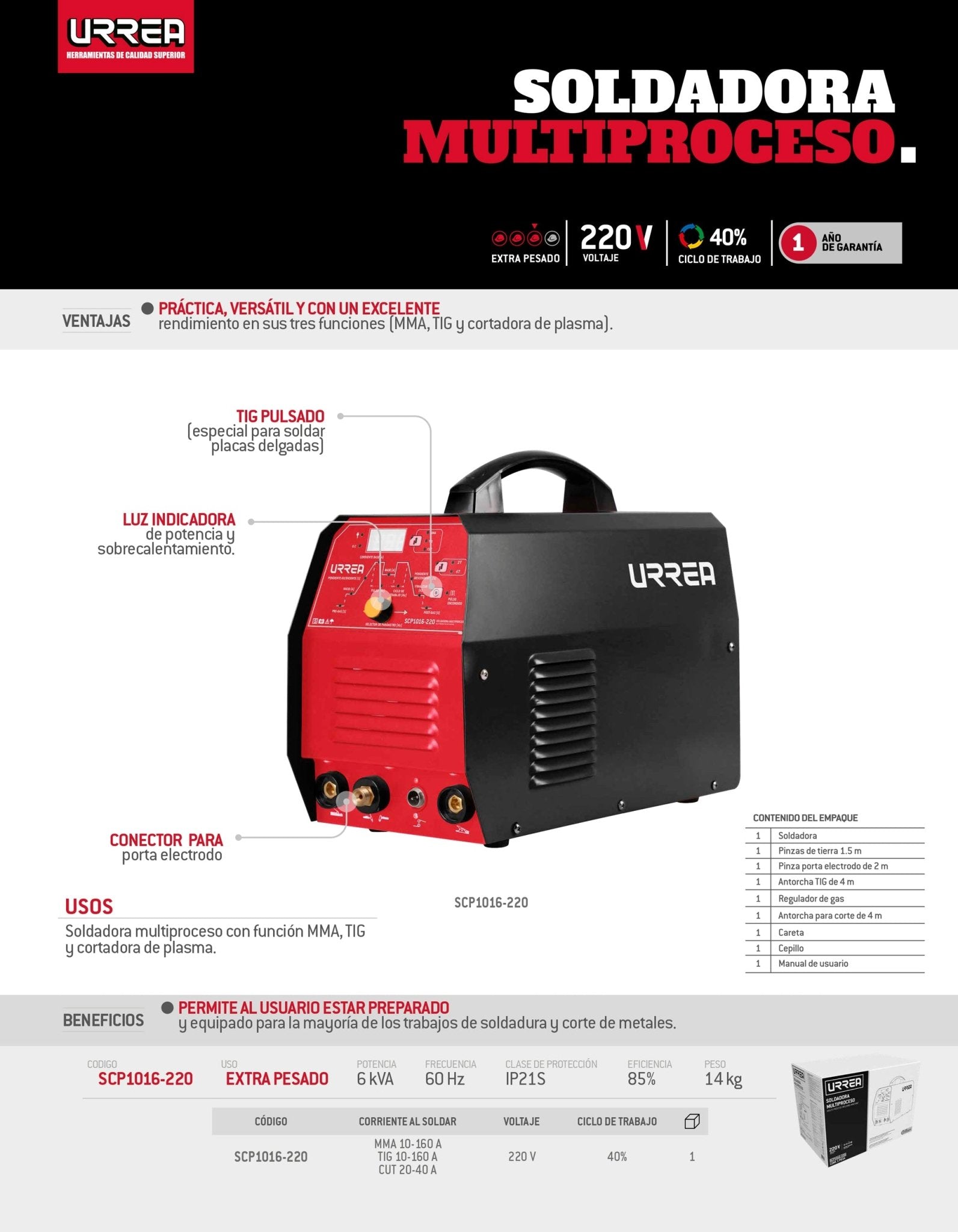 Soldadora cortadora de plasma 220 V 160 A Urrea - FERRETERÍA WITZI