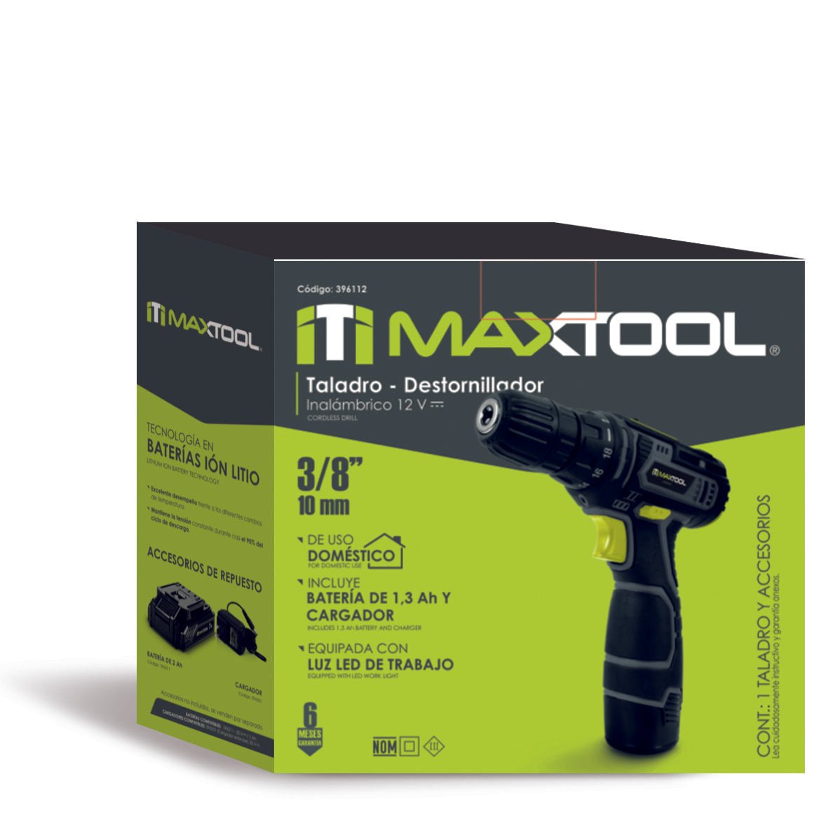 Taladro inalámbrico compacto de 3/8" / 12V - 1.3 Ah MX Maxtool - FERRETERÍA WITZI