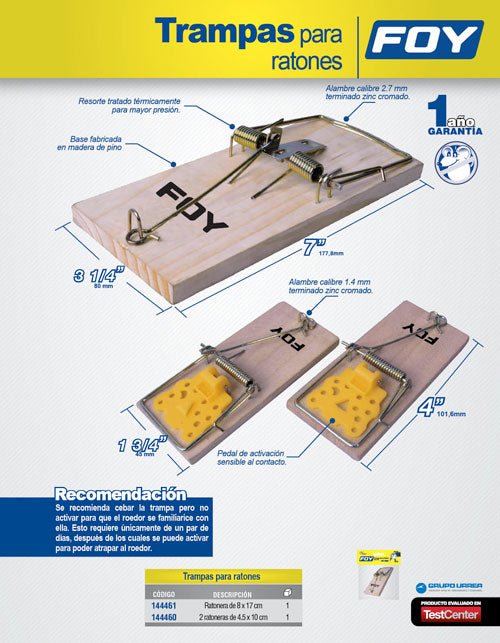 Trampa para roedor 2 piezas Foy - FERRETERÍA WITZI