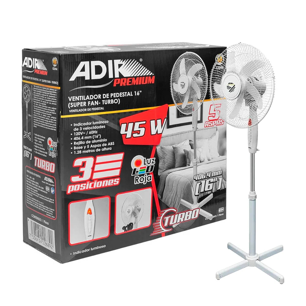 Ventilador de pedestal ADIR 12394 de 16 pulgadas