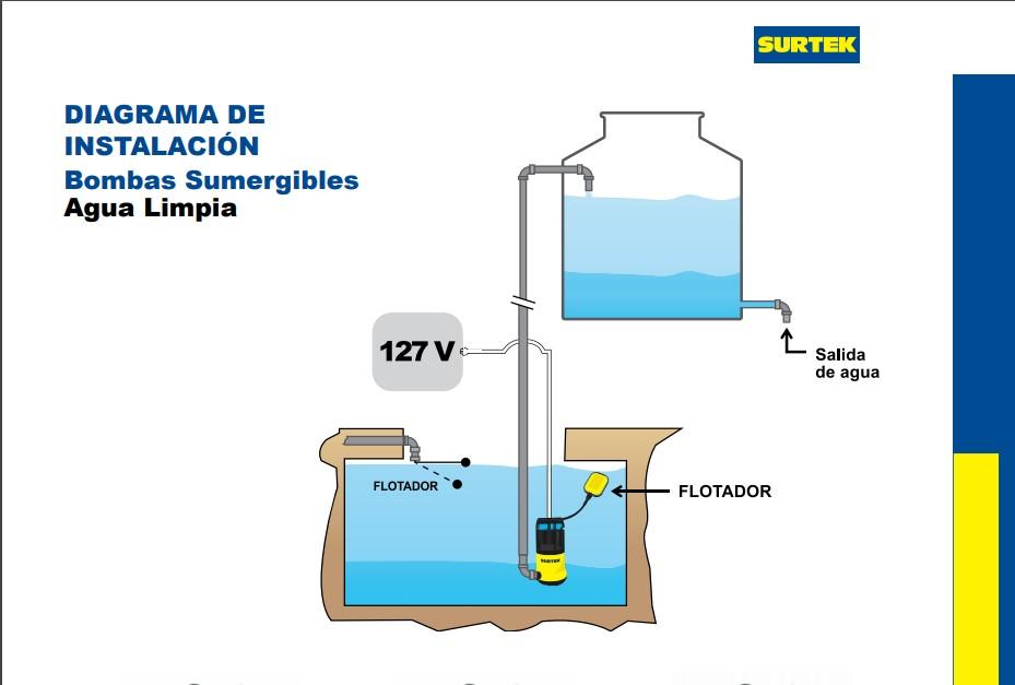 Bomba Sumergible Para Agua Limpia, 1/2HP, Surtek