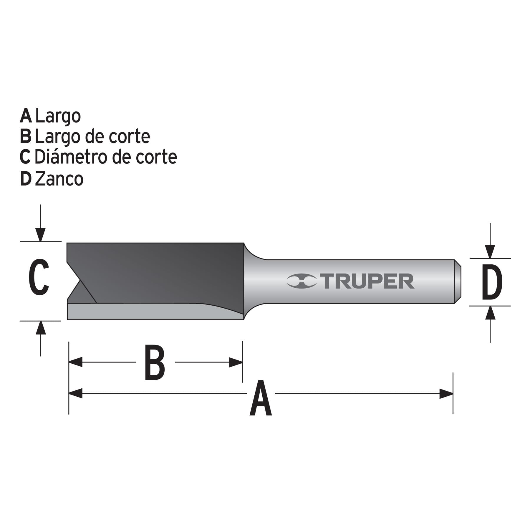Broca Para Router, Recta 2 Filos, 25.4mm, Truper
