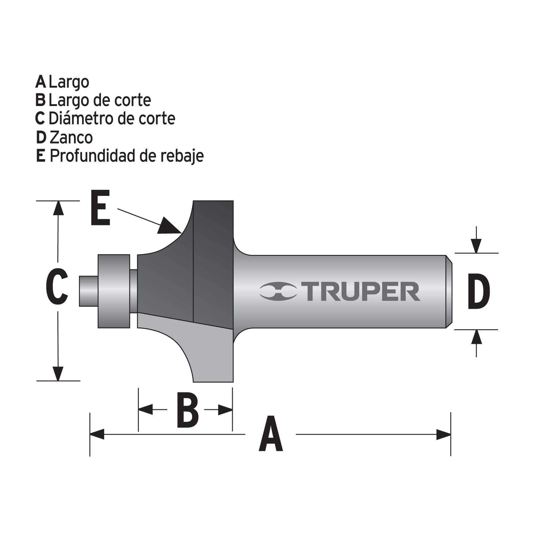 Broca Para Router, Redondeado, Con Balero