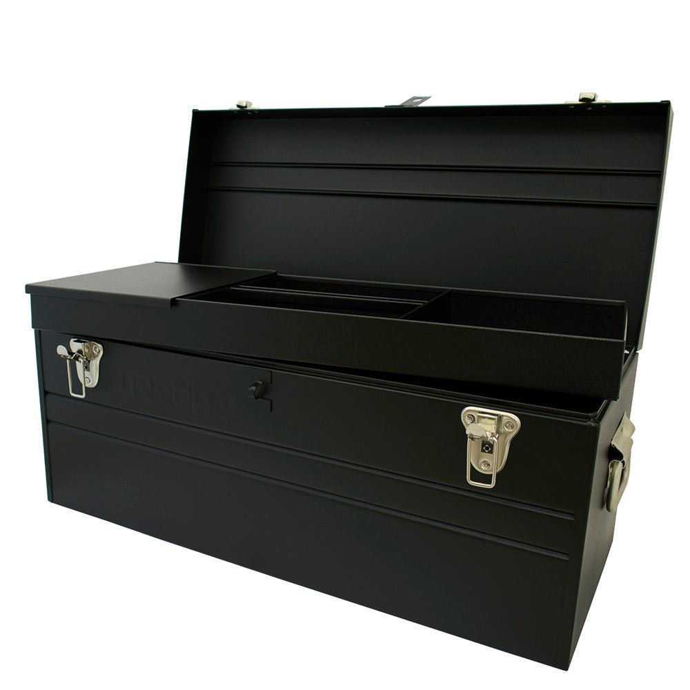 Caja portaherramientas metálica negra 23" x 10" x 11" Urrea. - FERRETERÍA WITZI