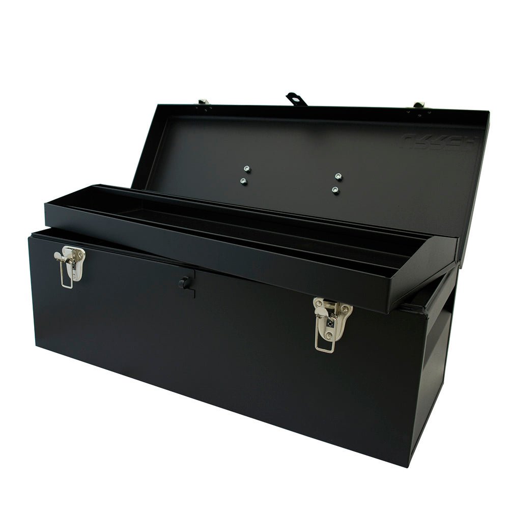 Caja portaherramientas metálica negra 24" x 9" x 9" Urrea. - FERRETERÍA WITZI