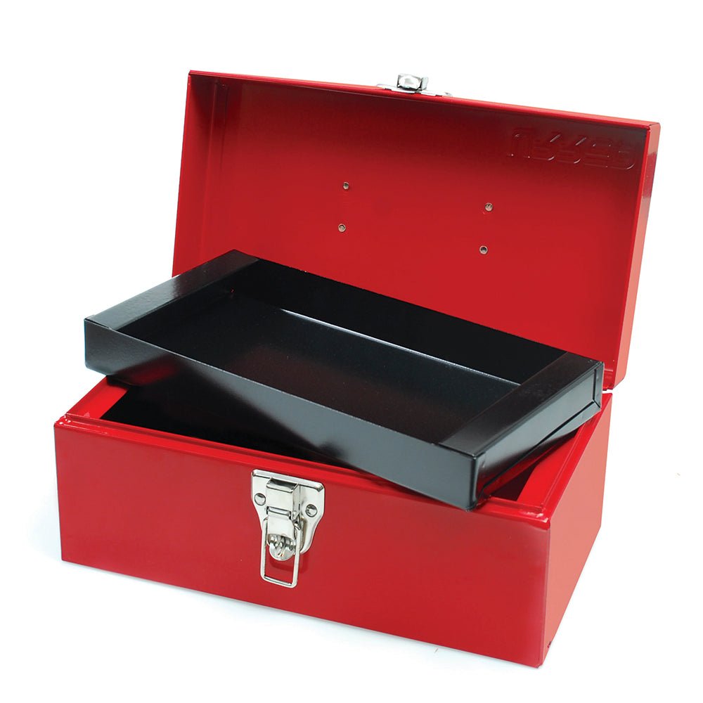 Caja portaherramientas metálica roja 11" x 6" x 5" Urrea. - FERRETERÍA WITZI