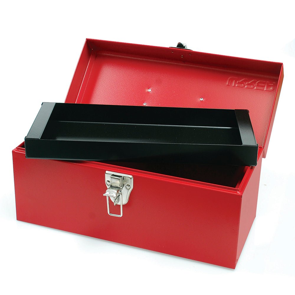 Caja portaherramientas metálica roja 14" x 6" x 6" Urrea. - FERRETERÍA WITZI