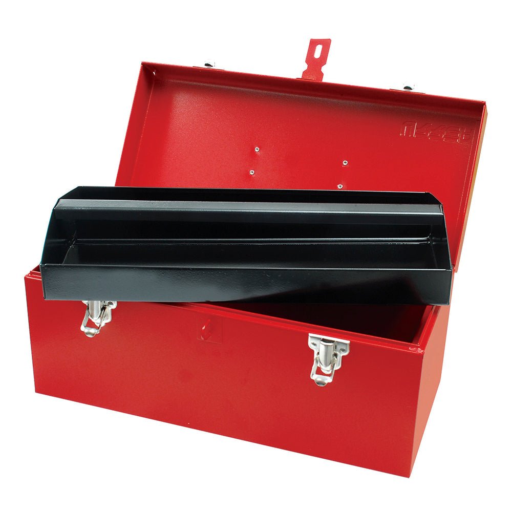 Caja portaherramientas metálica roja 16" x 7" x 7" Urrea. - FERRETERÍA WITZI