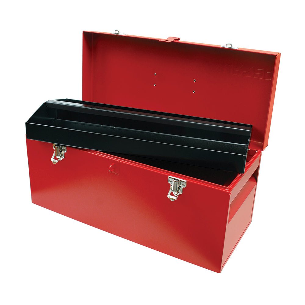 Caja portaherramientas metálica roja 20" x 8" x 9" Urrea. - FERRETERÍA WITZI