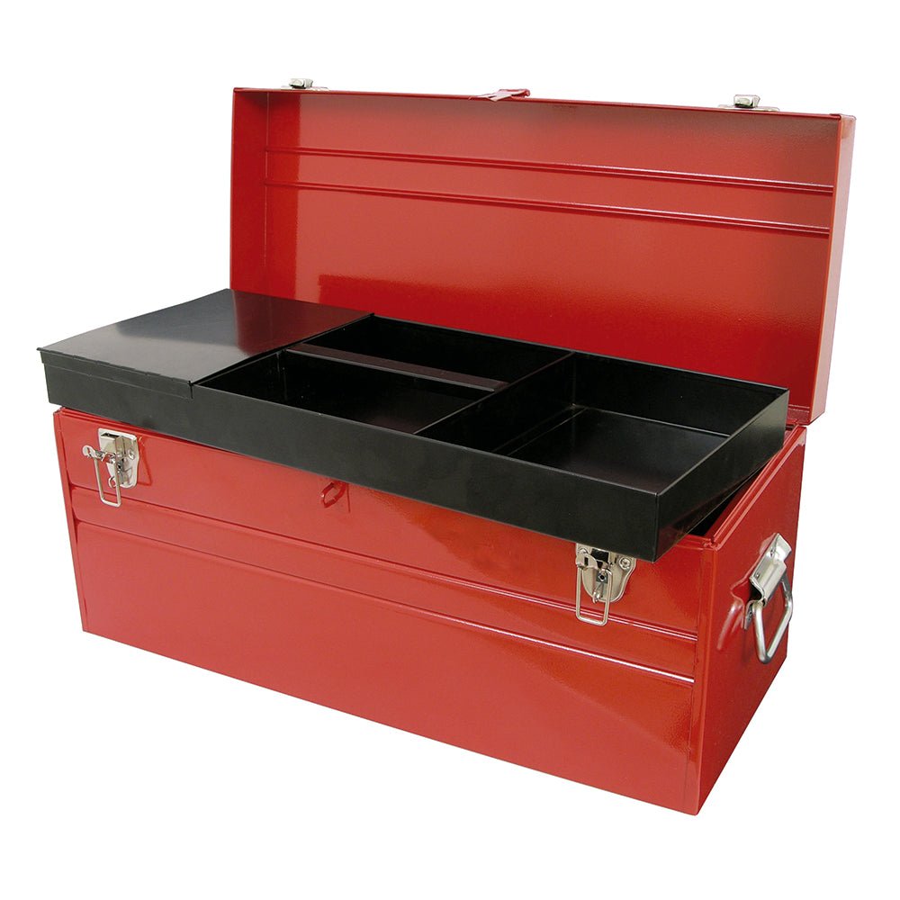 Caja portaherramientas metálica roja 23" x 10" x 11" Urrea. - FERRETERÍA WITZI