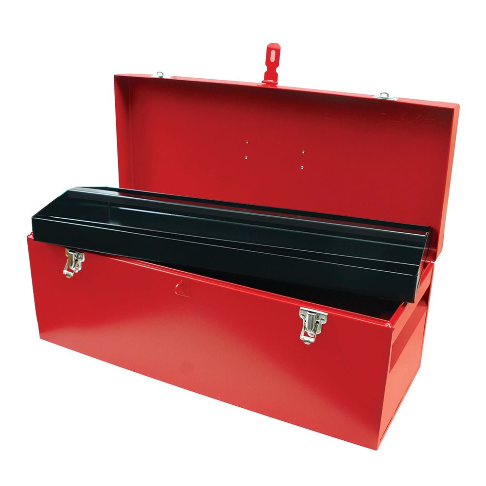 Caja portaherramientas metálica roja 24" x 9" x 9" Urrea. - FERRETERÍA WITZI