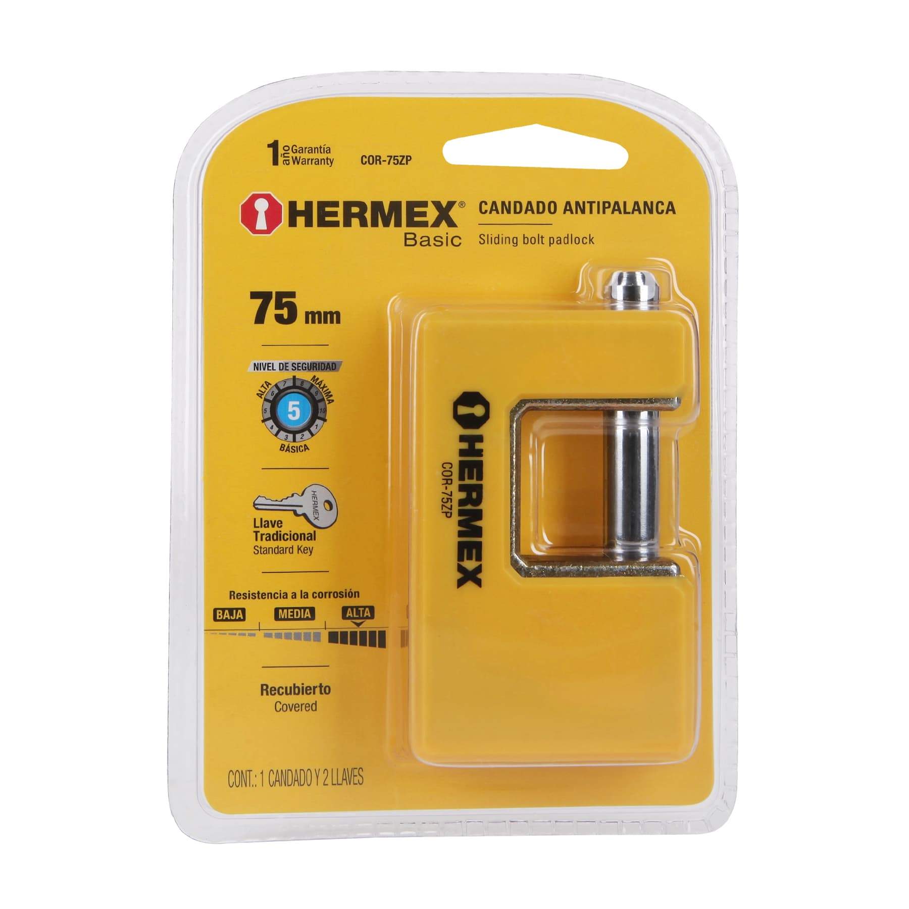 Candado Antipalanca 75MM, Cuerpo Metálico, Hermex Básico - FERRETERÍA WITZI