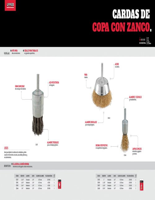 Carda copa ondulada alambre fino con zanco 1/4" Urrea - FERRETERÍA WITZI