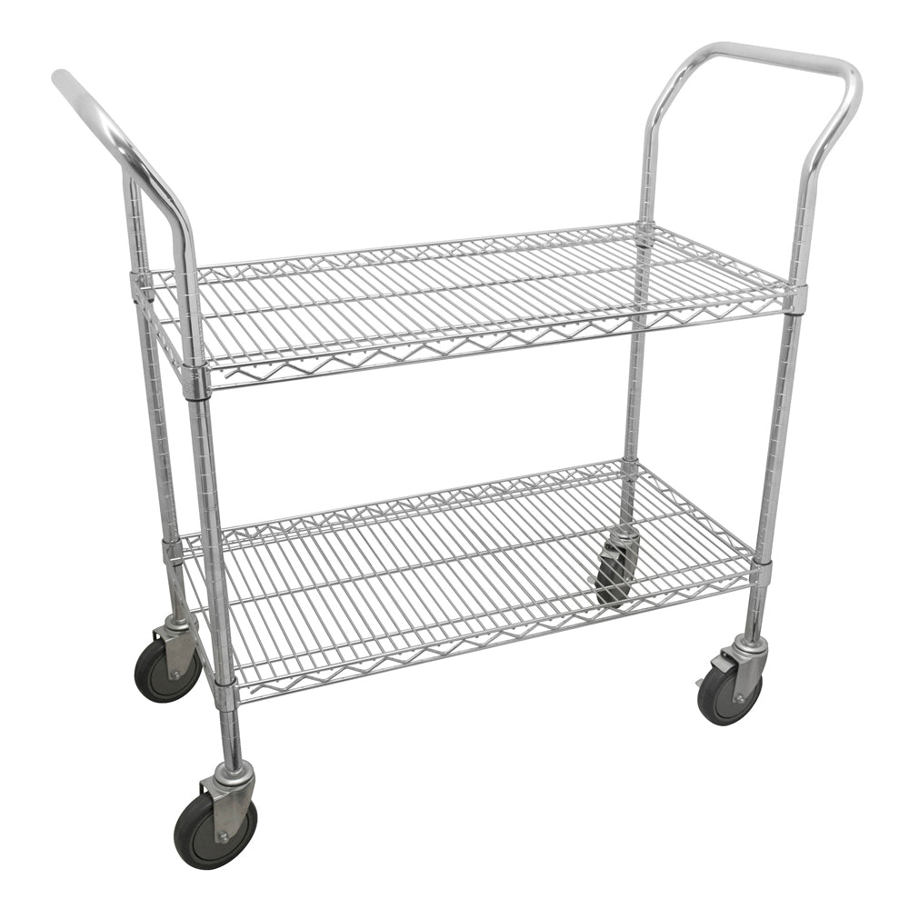 Carrito utilitario con 2 repisas de 24"x18" cromado Urrea. - FERRETERÍA WITZI