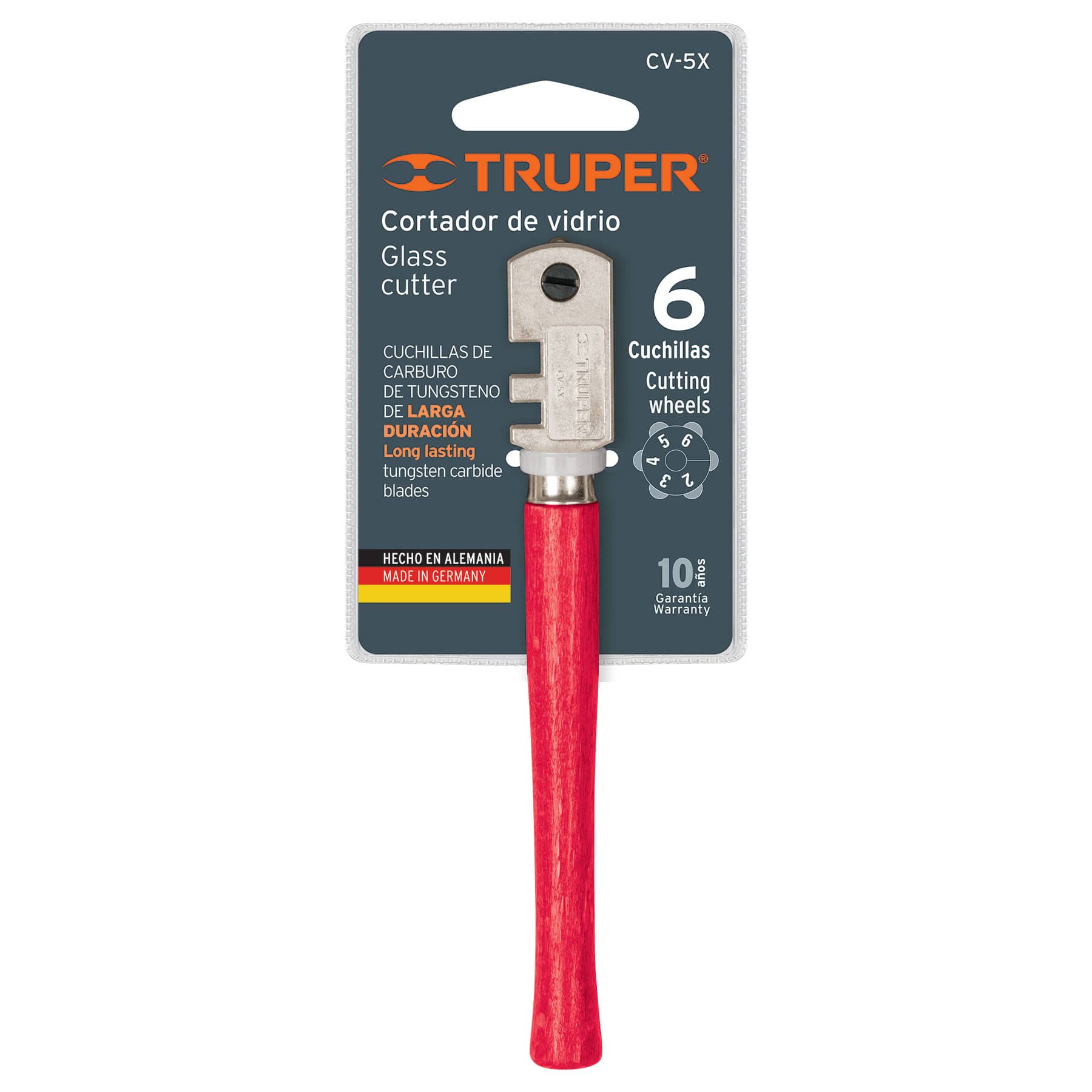 Cortador De Vidrio, 5", Cabeza Con 6 Cuchillas, Truper - FERRETERÍA WITZI