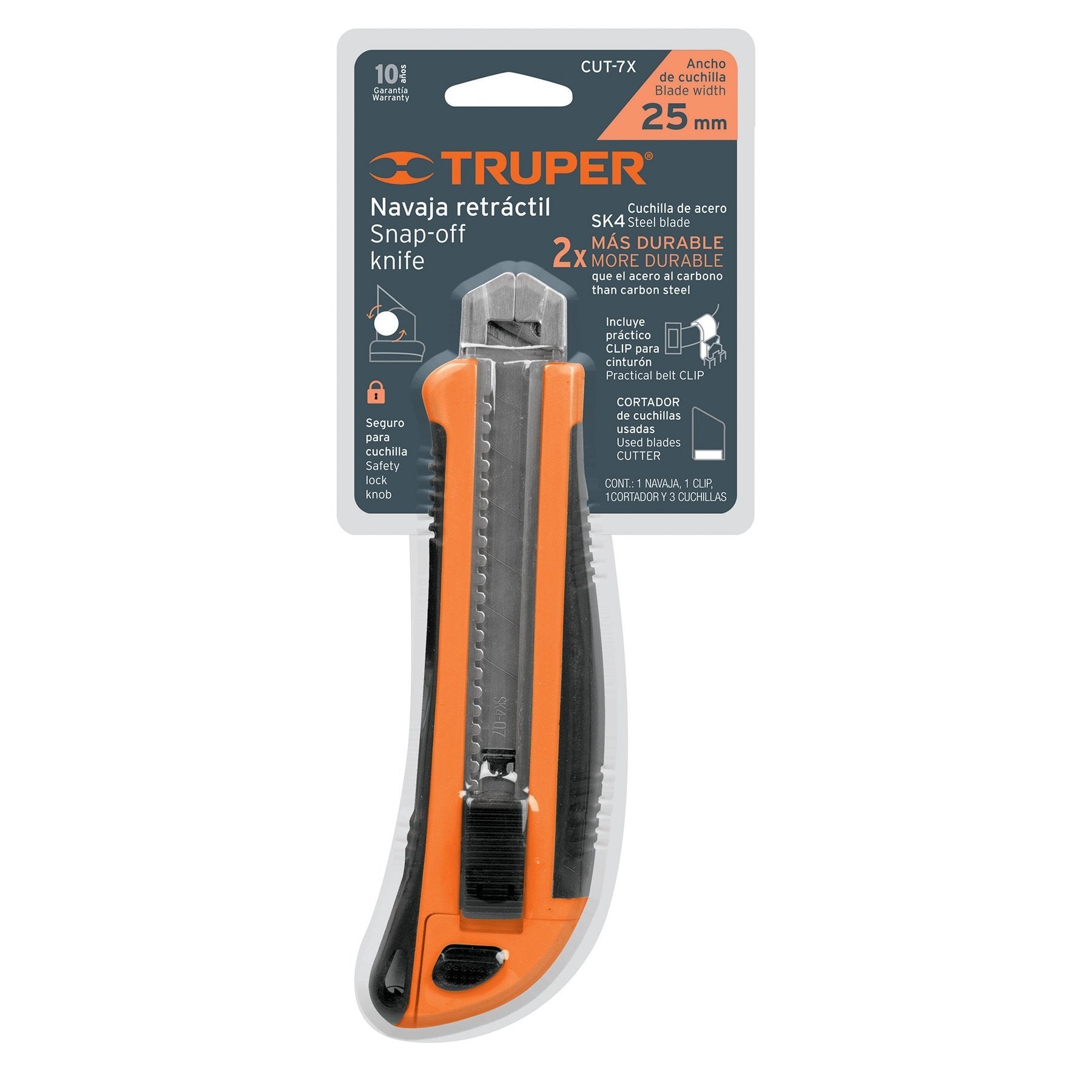 Cutter Con Grip, Cuchilla De 25 mm, Truper - FERRETERÍA WITZI