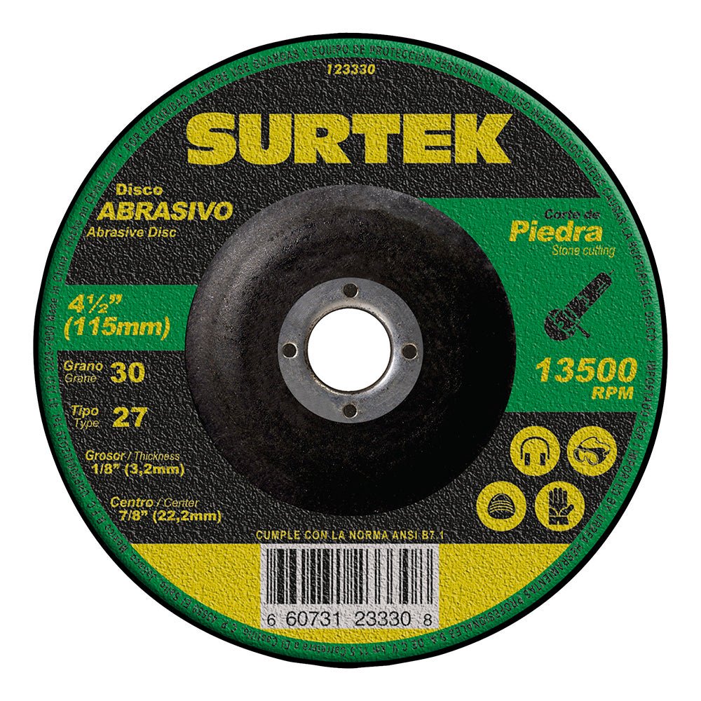 Disco t/27 piedra 4-1/2x1/8" Surtek. - FERRETERÍA WITZI