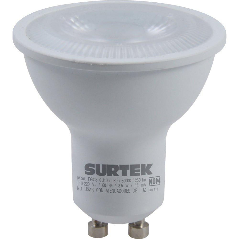 Foco LED GU10 3.5W luz cálida Surtek. - FERRETERÍA WITZI