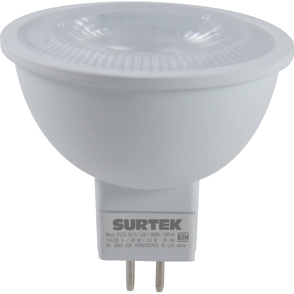 Foco LED MR16 3.5W luz cálida base GU5.3 Surtek. - FERRETERÍA WITZI