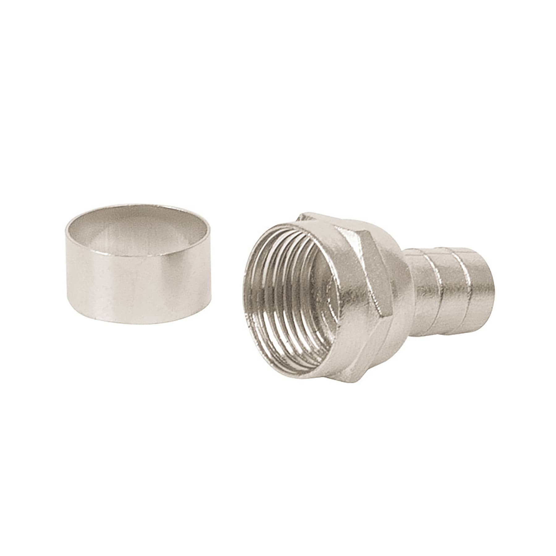 Conector coaxial RG 6 tipo campana, bolsa 4 pzas