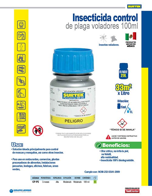 Insecticida para control de plaga arácnidos 100 ml Surtek - FERRETERÍA WITZI