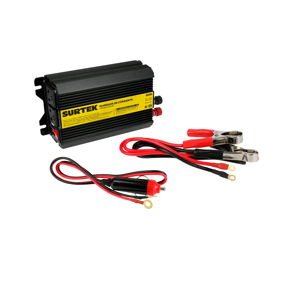 Inversor de corriente 150 W voltaje entrada DC 12 V y voltaje salida AC 120 V, Surtek - FERRETERÍA WITZI