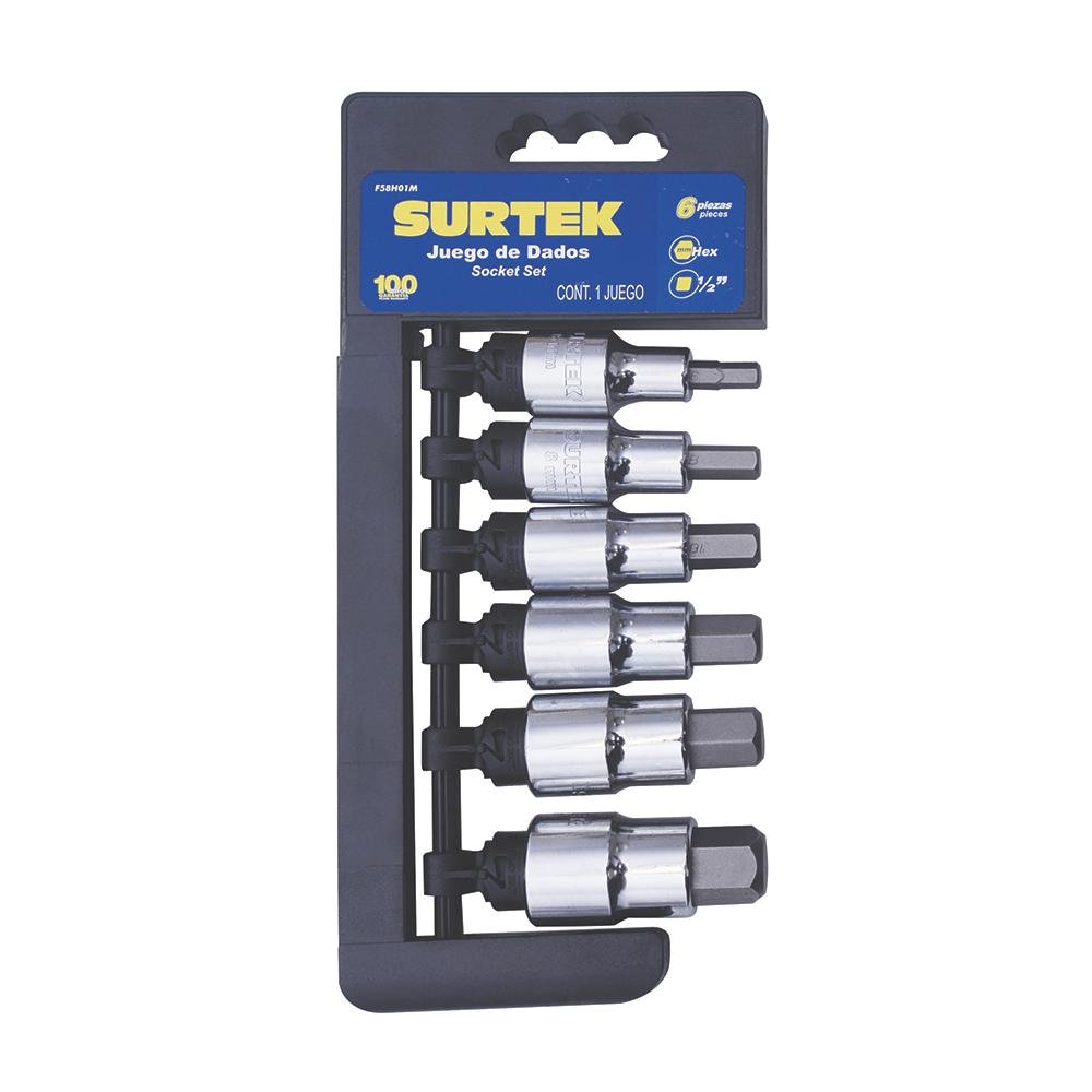 Juego De 6 Dados Punta Hexagonal Métricos 1/2" Surtek. - FERRETERÍA WITZI