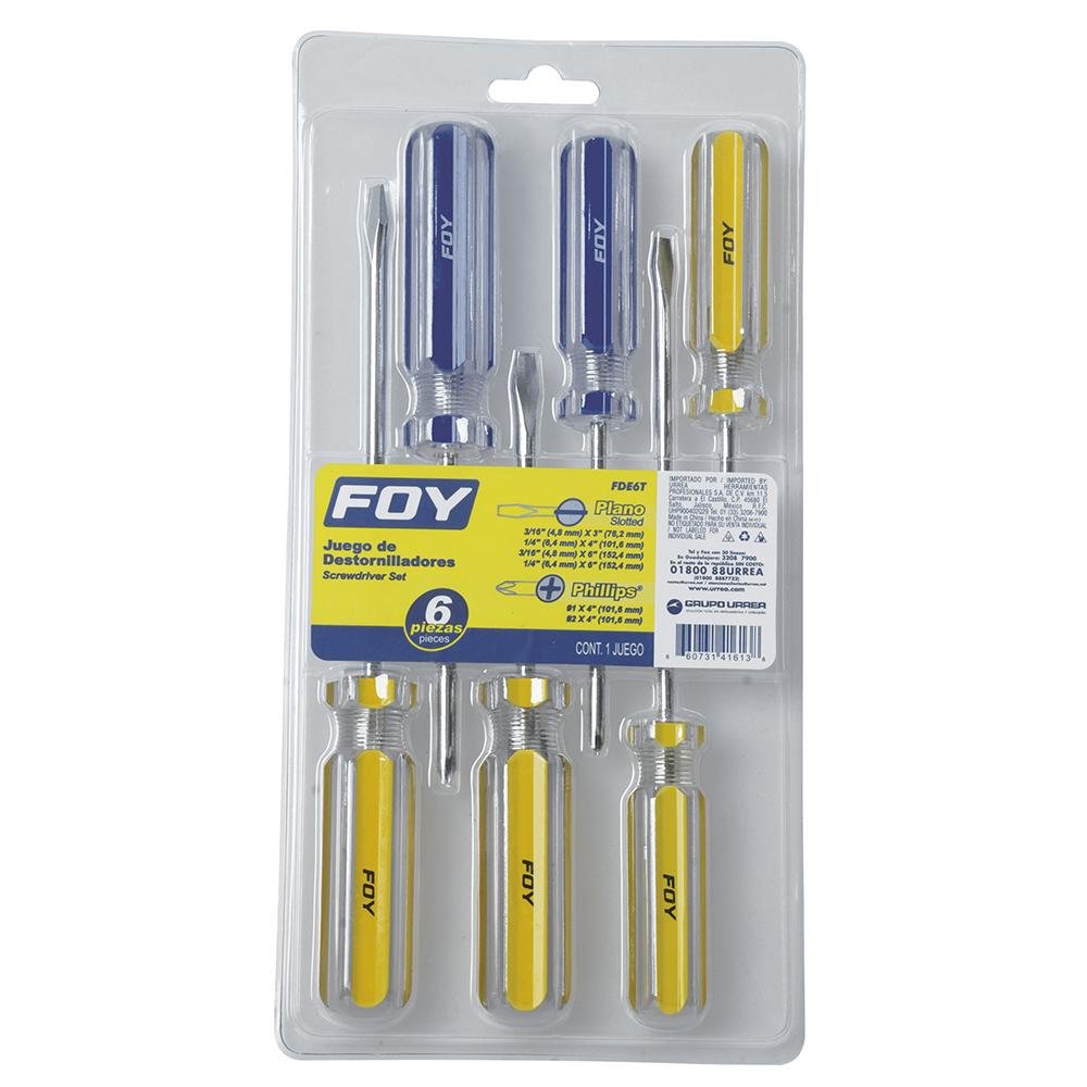 Juego De 6 Destornilladores Mango PVC Combinado Foy. - FERRETERÍA WITZI