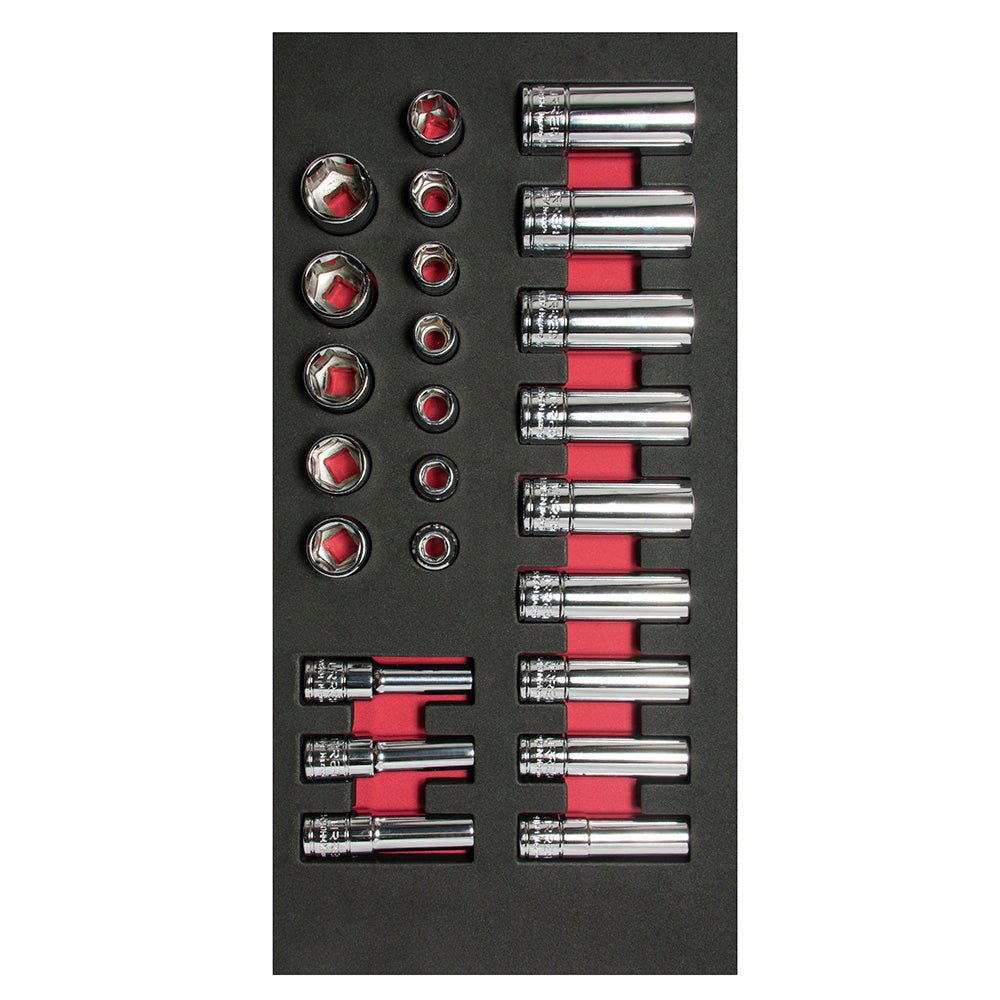 Juego de dados cortos y largos cuadro de 3/8" métricos, 24 piezas Urrea - FERRETERÍA WITZI